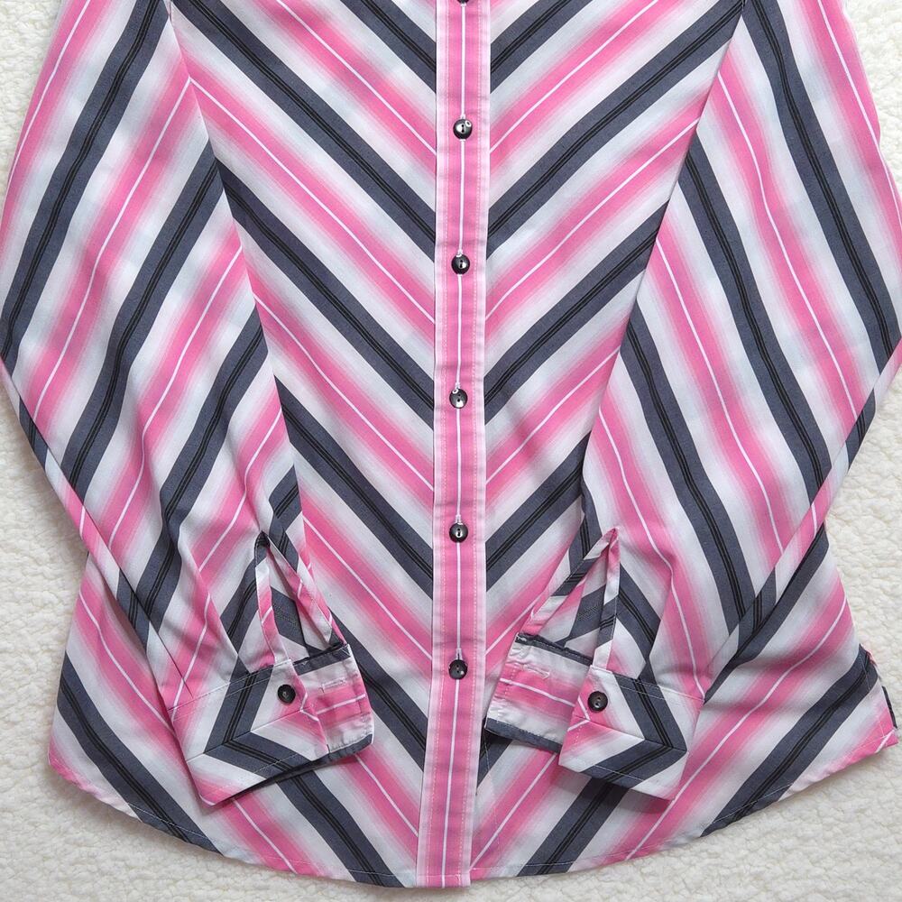 Foxcroft Women's Button Down Striped Shirt Size 4 Wrinkle Free - Picture 3 of 6